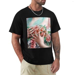 Men's Polos French Woman Holding Roses Vintage Painting T-Shirt Boys Animal Print Shirt Quick-drying