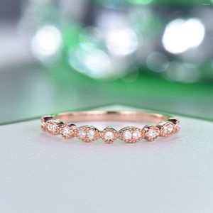 Anéis Cluster Befound 2mm Moissanite Para Mulheres Sólido Ouro Branco 14K Diamante Aliança de Casamento Presentes