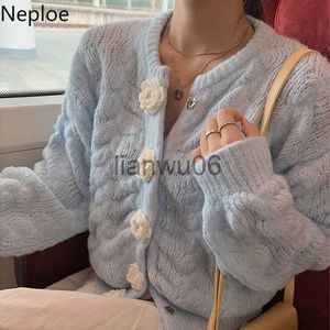 Camisolas Femininas Neploe Cropped Sweater Coreano Cardigan Crop Top 2023 Fashion Sweaters Sueter Casaco Crochet Flower Cardigans Feminino Knit Pull Femme J230718