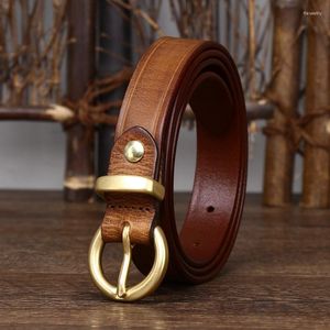 Belts 2.4CM Thick Cowhide Copper Buckle Ladies Genuine Leather Casual Jeans Belt Women High Quality Retro Luxury Female Waistband