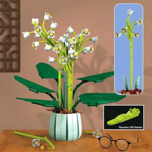 Blocks Potted Bouquet Building Block Lily of The Valley Lotus Petal Plant Flower Bonsai Ornament DIY Children's Educational Toy Gift R230718
