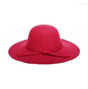 Berets Winter Hats For Women Soft Vintage Wide Brim Wool Felt Bowler Fedora Hat Floppy Cloche Big Cap