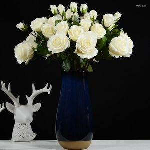 Dekorativa blommor högkvalitativa rosen Artificial Flower Single Stem Fake Floral Bridal Wedding Realistic Blossom för Home Party El Office