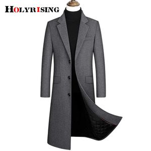 Men's Wool Blends 2023 winter over the knee long men's fashion slim wool coat luxury high quality business gentleman youth thick warm wool coat HKD230718