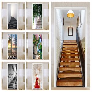 Wall Stickers Stair Stairway Film Door Decorative Waterproof DIY Self Adhesive Staircase Sticker Murals Furniture Bathroom Kitchen 230717