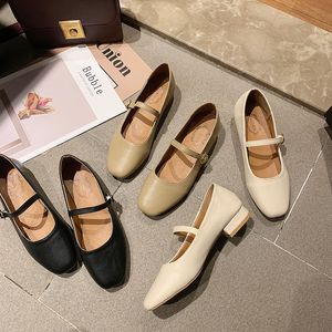 460 Dress Women Heel Low Square Toe Retro Mary Janes Pumpar Casual Spring Autumn Lady Weekly Shoes Storlek 35-40 230717 856