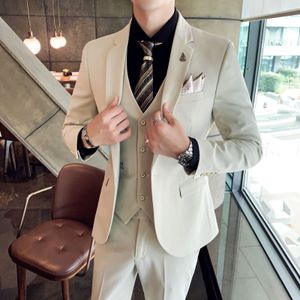 Erkekler Suits Blazers Butik Blazer Yelek Pantolon İtalyan Tarzı Zarif Moda İş Gündelik Gentleman Sol Renk Vücut Set 230718