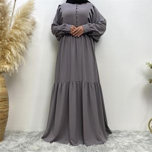 Roupas étnicas Ramadan Eid Moda Manga Puff Muçulmana Abaya Robe Vestido Islâmico Peru Hijab Vestidos Longos Kimono Marroquino Femme Musulmane