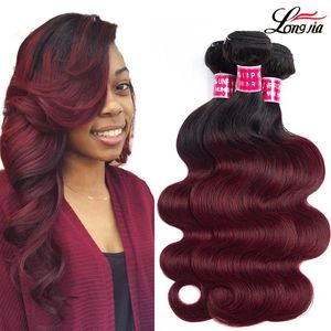 T1B Burgundowa fala ciała Ombre Fave Wave Włosy Malezja Ombre Human Hair Extensons