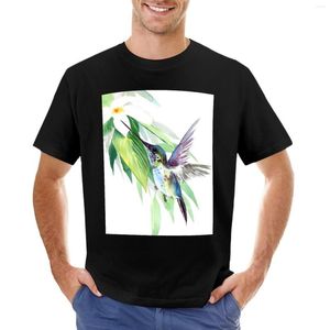 Polos masculinos Humminbgbird In Flight e White Flower T-Shirt Boys Animal Print Shirt Heavyweight T Shirts Summer Tops Clothing For Men