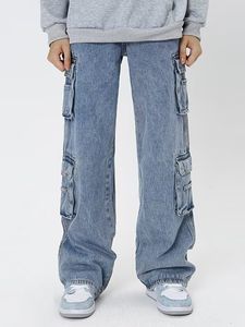 Herren Jeans Retro Cargohose Lose Mode 90er Jahre Straßenkleidung Weites Bein Hohe Taille Gerade Y2k Arbeitskleidung 230718