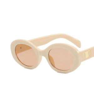 Симпатичная мода -овальные женские дизайнерские солнцезащитные очки для женщины роскошные мужчины белые маленькие полнокадные очки против UV Sunshade Feeshield Goggle Поляризованные солнцезащитные очки