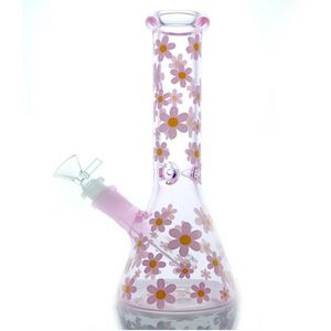 Smoking Accessories Glass Beaker Bong Water Bong Cigarette Tube 10 Inch with Down Steam and 14mm Tobacco Bowl Daisy Flower Bong for Lady Gift