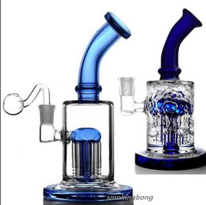 20 cm Tall Arm Tree Perc Glass Water Bongs Hookahs Recycler Oil Rigs Rökningsglasrör med 14 mm banger