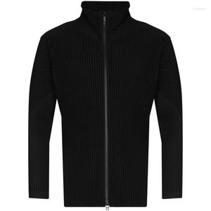 Мужские куртки Miyake Issey Homme Plisse воротниц спортивная повседневная куртка High Street High Street Loak Double-Ploats Tops