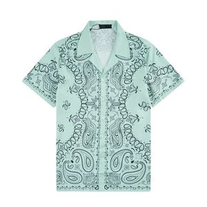 2Luxury Designers Shirts Men's Fashion Tiger Letter V Silk Bowling Shirts Men Slim Fit短袖ドレスシャツM-3XL＃1001