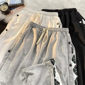 Pantaloni da uomo a gambe lunghe Casual e unica Moda estiva Design a strisce laterali coreano Comodi pantaloni hip-hop unisex Esercizio Harajuku Shin 230718