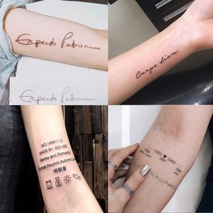 Conjunto de 60 adesivos de tatuagem com frase em inglês tatuagem temporária à prova d'água tatuagem falsa