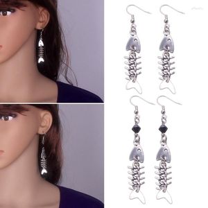 Backs Earrings N1HE Trend Vintage Fish Bone Dangle For Women Girl Retro Skeleton Drop Cute Earring Jewelry