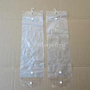 30pcs lot 20inch-24inch plastic pvc bags for packing hair extension transparent packaging bags with Button3027