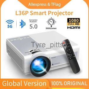 Diğer Projektör Aksesuarları Global TFLAG L36P Projektör Full HD 1080P 4K WiFi Mini LED Taşınabilir Projektör 2.4G 5G Akıllı Telefon Video Ev Ofisi X0717