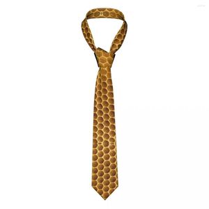 Bow Ties Mens Tie Slim Skinny Yellow Honeycomb Texture Necktie Fashion Free Style Men Party Wedding