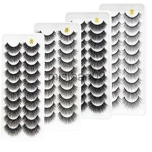 Falska ögonfransar Nya 5/10 par 3D Mink Lashes naturliga tjocka krulliga fluffiga små gäng falska ögonfransar gör kvinnor vackra i en omedelbar fransar J230717