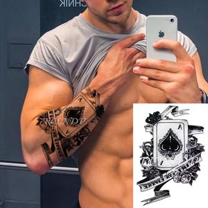 Wasserdichter temporärer Tattoo-Aufkleber, Spielkarten-Pik, ein kreativer Körperkunst-Flash-Tattoo, gefälschte Tatto-Aufkleber für Mädchen, Männer, Frauen