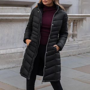 Damen-Daunen-Stil, schwarz, modisch, Temperament, lässig, gesteppter Parka-Mantel mit Pelzkragen, warme Slim-Fit-Jacke, Baumwolle gepolstert