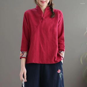 Ethnic Clothing Chinese Style Tang Suit Women's Spring And Summer Retro Disc Buckle Buddhist Zen Cotton Art Dress Top