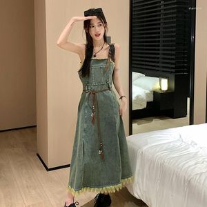 Belts 2023 Denim Dress Rough Edge Tassels Academic Style Belt Side Split Versatile Personality