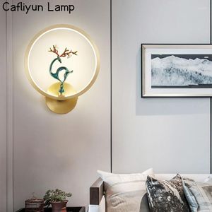 Wall Lamp Modern LED Copper Nordic Simple Living Room Background Stair Corridor Bedside Indoor Lighting