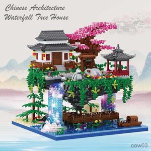 Block Balody 16260 World Architecture Mini Diamond Waterfall Pool Buildblock Mini Street View Sakura Tree House Brick Gifts R230718