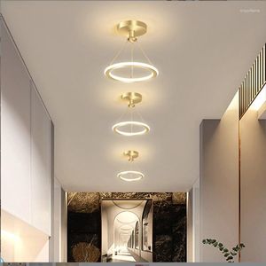 Pendant Lamps Chandeliers Modern Entryway LED Simple Aisle Corridor Lighting Creative Balcony Black Gold Ceiling Light