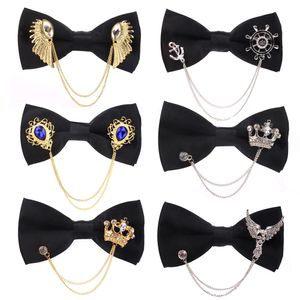Bow Ties Men Black Bowtie Metal Decoratio Kowerka dla mężczyzn Kobiet mundur kołnierz Butknot dla dorosłych garnituru Krawę