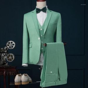 Ternos masculinos Blazers 2021 Mais recentes designs de casacos e calças Ment Green Terno masculino Slim Fit 3 peças elegante smoking personalizado baile de formatura Bla235Y