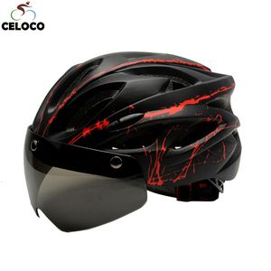 サイクリングヘルメットブラックゴーグル自転車ヘルメット超軽量パターン自転車に乗るマウンテンロード統合された230717