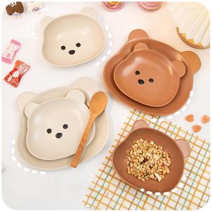 Tigelas Fofo Urso Tigela Prato Utensílios De Mesa Desenhos Animados Frutas Macarrão Café da Manhã Salada Estilo Coreano Acessórios Utensílios Para Cozinha