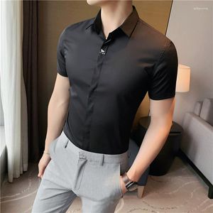 Erkekler Elbise Gömlek Premium İşlemeli Kısa Kollu Erkekler Giyim İşi Giyim Camisa Sosyal Maskulina İnce Fit Camisas de Hombre