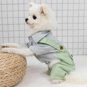 Vestuário para cães Primavera Verão Gatos Alça Cães Casaco Listrado Honden Schattige Filhote de cachorro Broek Hond Camisa Voor Pommeren Chihuahua Huisdier Macacão