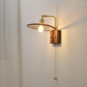 Wall Lamp Japanese Style Retro Modern Simple Living Room Bedroom Dining Bedside Study Bathroom Full Copper In Front Mirror