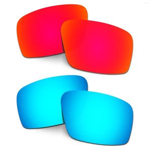 Sonnenbrille HKUCO Polarisierte Ersatzgläser für Twitch Rot/Blau 2 Paar