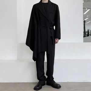 Male Women Fashion Show Suit Coat Cloak Men Asymmetric Double Breasted Casual Blazers Jacket Stage Clothing Men's Suits &293Q