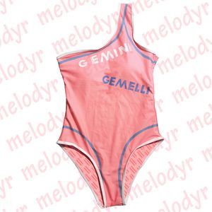 Costume da bagno sexy monospalla con stampa lettere Costume da bagno Biquini da donna Bikini da nuoto Due costumi da bagno laterali