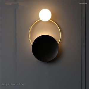 Wall Lamp Post-modern Light Fixture Nordic Retro Bedside LED Art Brass Foyer Background Bedroom Sconce Lighting