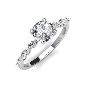 Cluster Rings Daisini Perfect White D Color 1CT Moissanite Diamond Modern 925 Sterling Silver Marquise Cut Side Stones Wedding Ring For