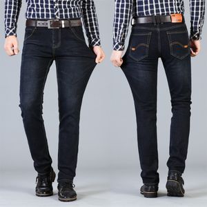 Herr jeans mode bomull smal passform stretch mager rakt ben tvättade arbete denim byxor 230718