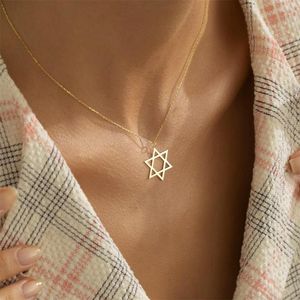 Colares com Pingente Requintado Estrela de David Colar para Mulheres Meninas Emblema de Aço Inoxidável Talismã Sinal de Salomão Israel Jóias