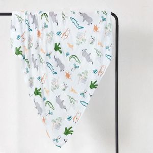 Filtar bambu bomull swaddle wrap muslin filt född spädbarn vacker tryck