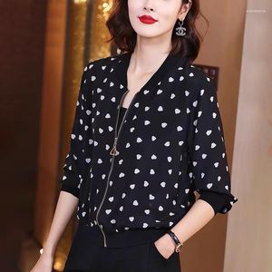 Women's Jackets Size M-5XL Women Chiffon Dot Printing Jacket Summer Sunscreen Thin Coat Anti-sunburn Cardigan Tops Female Long Sleeve